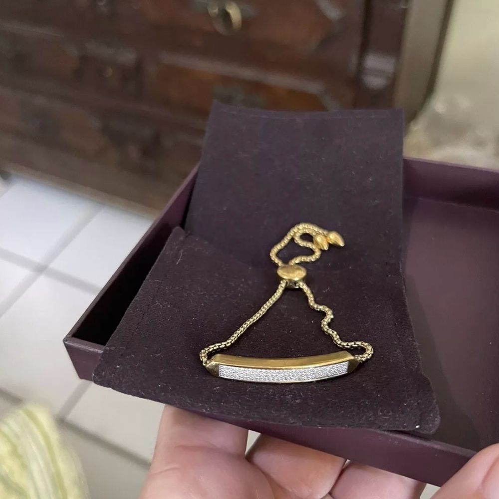 Monica Vinader pave diamond bracelet gold vermeil skinny Baja